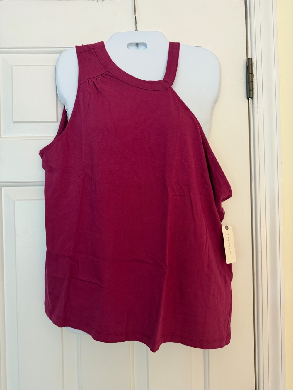 Anthropologie Tank Top XL Pink Asymmetrical Neck Sleeveless NWT